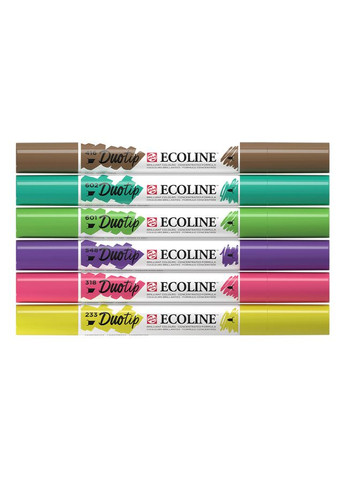 Набор маркеров акварельных двухсторонних ECOLINE DUO TIP BOTANIC 6шт Royal Talens (362581909)