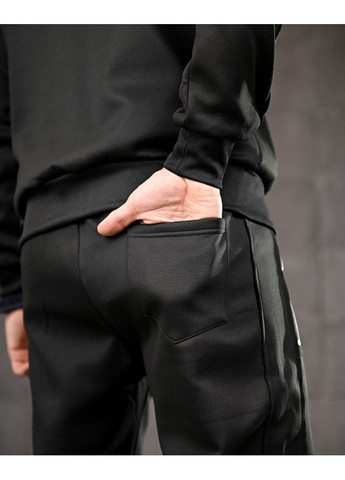 Мужской зимний спортивный костюм на флисе черный No Brand (361444807)