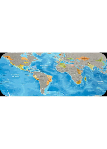 Скретч карта Discovery Map World з рельєфом 88х62 см синя для подорожей та відкриттів карта світу ProDobro (365442630)
