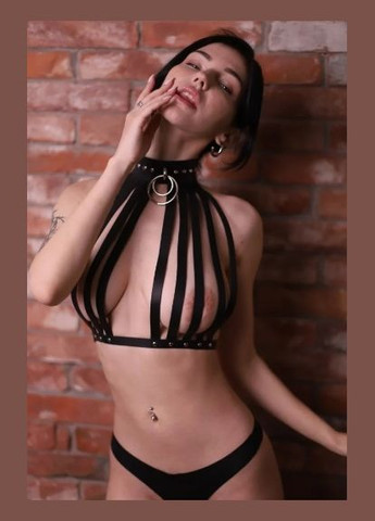 Бюстгальтер с ошейником One Size L-28, натуральная кожа, Candy Hero (298050423)