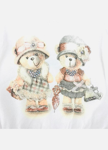 Біла демісезонна футболка, арт. 151-0062/4, біла/ведмедики в капелюхах, 68 см, 6 міс. Bubble Kids