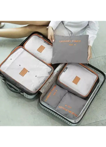 Набір комплект сумок органайзерів туристичних для зберігання речей одягу білизни у валізі 6 штук (476844-Prob) Сірий Unbranded (291984576)