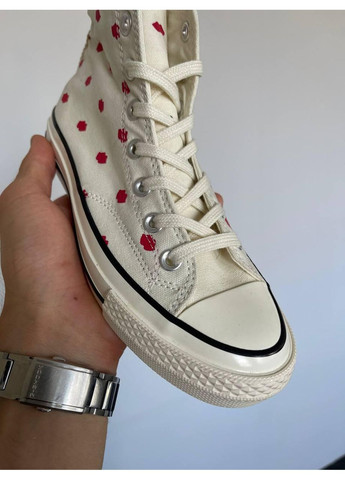 Білі Осінні кеди чоловічі converse chuck 70 embroidered lips white конверс No Brand