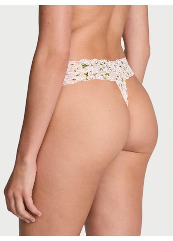 Трусики-стрінги жіночі Lace Thong Panty пудрові Victoria's Secret (348781153)
