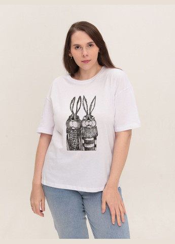 Футболка жіноча біла з зайцями X-trap Пряма - (324026477)