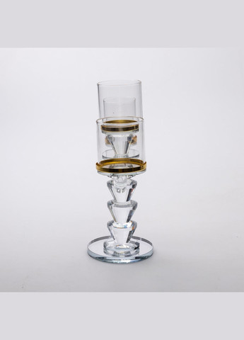 Канделябр на 3 свечи 23×9×23.5 см подсвечник стеклянный декоративный c золотой окантовкой HP-4-35 Yiwu (329375933)