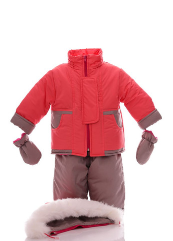 Красный зимний комбинезон для девочки на синтепоне ноль подстежка светло коралловый 86 см (28414) BABYKROHA