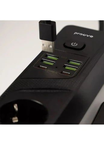 Сетевой фильтр Power Strip P-04 (4 розетки + 4 USB + 2 Type-C) 3М Proove (402631428)