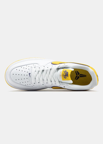 Білі Осінні кросівки чоловічі nike air force 1 kobe bryant white yellow | найк аір форс 1 білі No Brand