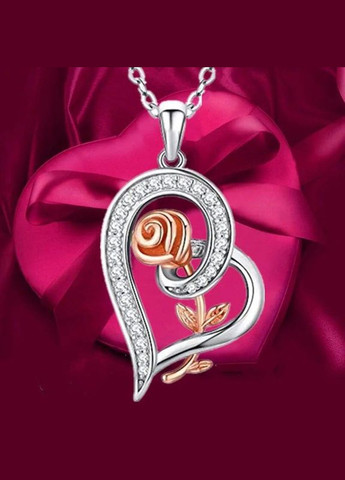 Ланцюжок з кулоном жіноча троянда в серці "Квіткова Елегія" Liresmina Jewelry (289199390)