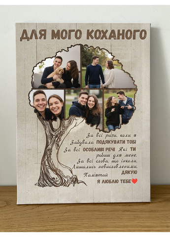 Картина для любимого с вашими фото 30х40 см No Brand (362476640)