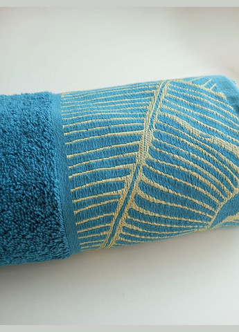Рушник махровий гладкофарбований бордюр Балі 50х90 Full Textile однотонний синій