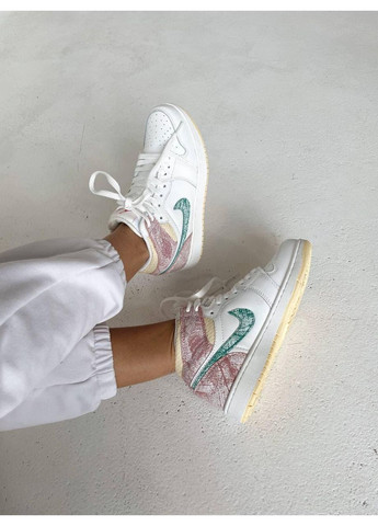 КРОССОВКИ ЖЕНСКИЕ NIKE AIR JORDAN 1 RETRO MID ICE CREAM НАЙК АИР ДЖОРДАН No Brand белые демисезоны (369389749)