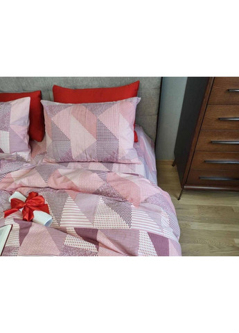 Постільна білизна з резинкою Печворк рожевий, фланель(байка) Евро розмір, наволочки 70/70 No Brand (363190086)