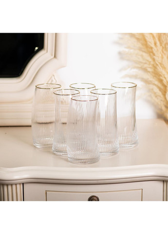 Набір стаканів високих 6 штук по 600 мл із золотим обідком HP-16-19 Jooki (358706598)