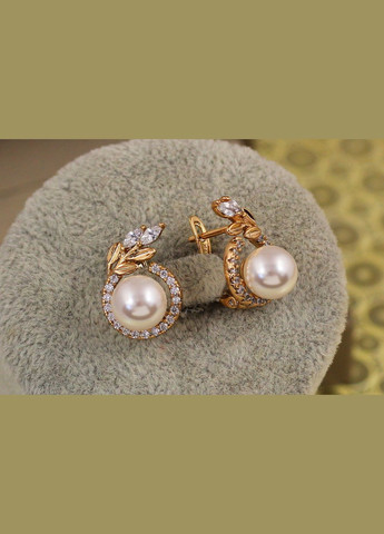 Сережки Лаври з перлинами 1,6 см золотисті Xuping Jewelry (316432865)