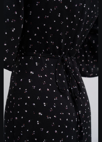 Черное повседневный женское летнее платье SK с цветочным принтом