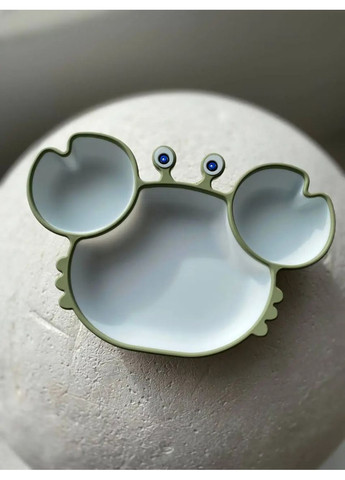 Тарелка детская на присоске на 3 секции Краб 6878 15х23 см зеленая No Brand (349223726)