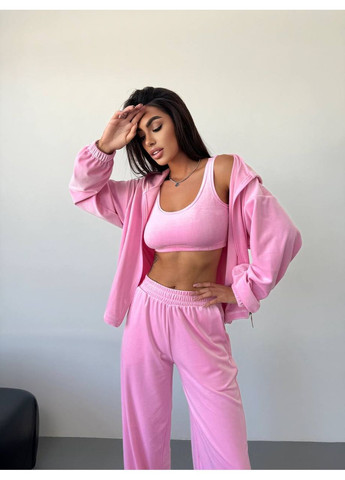 Женский велюровый костюм: кофта, топ и брюки-палаццо. MonCher (353848567)