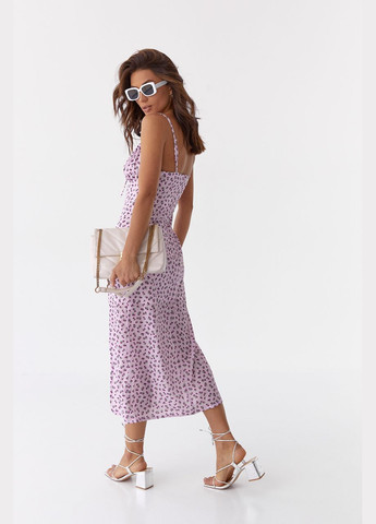 Летний женский сарафан-миди с кулиской на груди Liton в цветочек