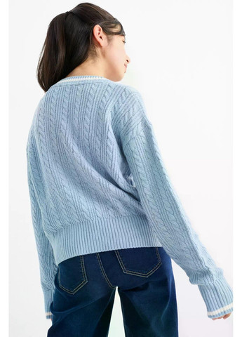 Голубой демисезонный детский вязаный свитер для девочки 128 см голубой (25082735) джемпер C&A