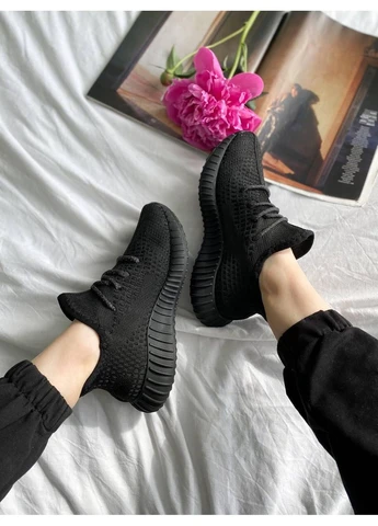 КРОССОВКИ ЖЕНСКИЕ ADIDAS YEEZY BOOST 350 BLACK АДИДАС ИЗИ БУСТ ЧЕРНЫЕ No Brand чёрные демисезоны (392009409)