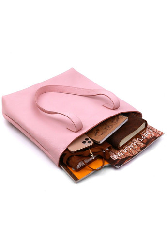 Містка шкіряна жіноча сумка-шоппер 16356 Рожевий Shvigel (292849830)