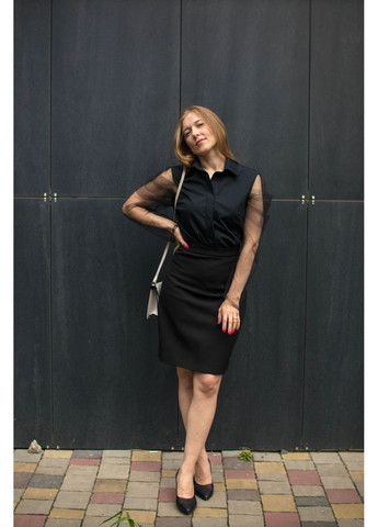 Черная праздничный, вечерний, классическая рубашка No Brand с длинным рукавом