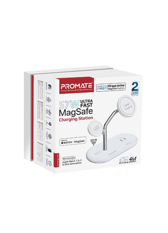 Беспроводное зарядное устройство для Synergy-Pro MagSafe 57W White Promate (341486002)