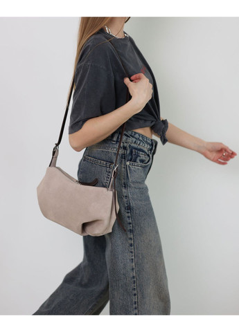 Женская бежевая сумка натуральная кожа для девочек мягкая с застежкой-молнией ProDobro (367267512)