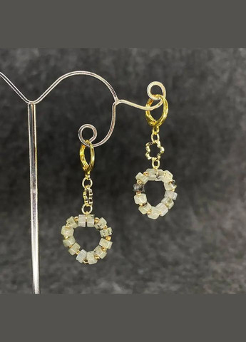 Сережки- Лабрадор+коннектор Квітка L-44мм швенза гіпоалерген сплав колір лимонне золото No Brand кільця (303932743)