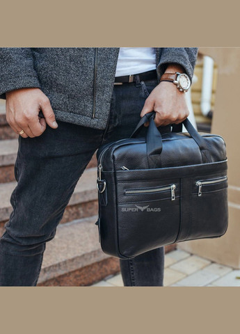 Мужская сумка для ноутбука и документов из натуральной черной кожи с внутренними карманами. Tiding Bag (298568611)