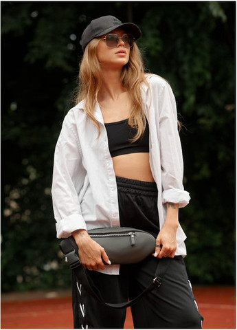 Сумка через плече з екошкіри жіноча бананка Holster MSH Графітова з перфорацією Sambag (302007403)