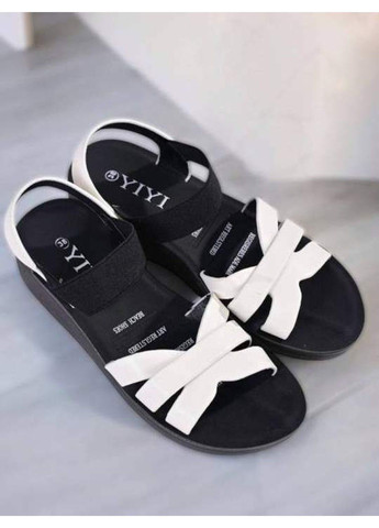 Черно-белые босоножки женские полоска черно-белые YiYi