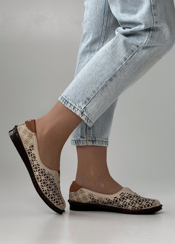 Женские балетки женские кожаные Sherlock Soon | бежевые натуральная кожа (322074128)