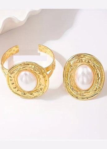 Массивный набор браслет и кольцо с жемчужной вставкой, 1208 No Brand (343247908)