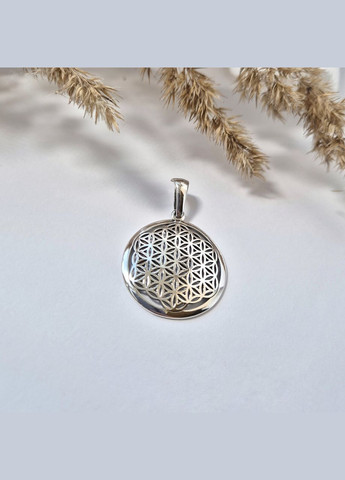 Срібна підвіска оберіг амулет Квітка Життя Срібло 925 проби Родоване 93647 4.30г No Brand (308369764)