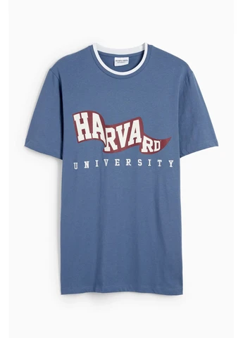 Блакитна футболка з бавовни harvard C&A