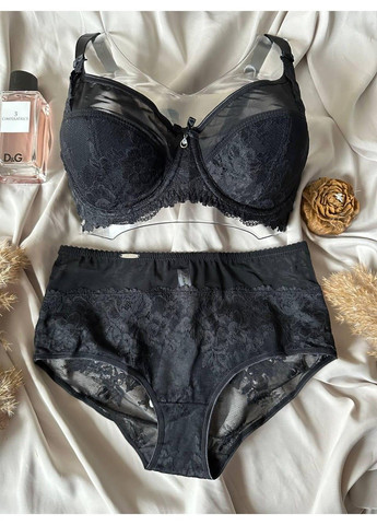 Чорний комплект бюстгальтер + трусики максі 11153 чорний Lanny Mode