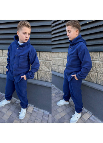 Синий демисезонный костюм двухсторонний флис мальчик No Brand