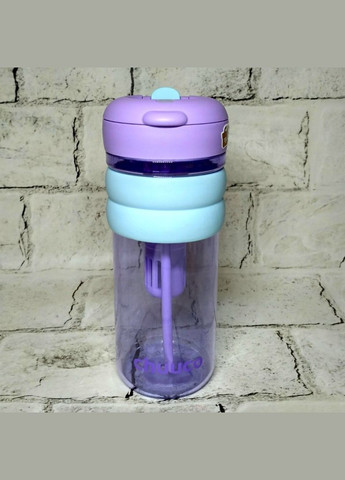 Стакан для напоїв з трубочкою та ручкою 800 мл 21х8,5 см Бузковий No Brand (327368125)