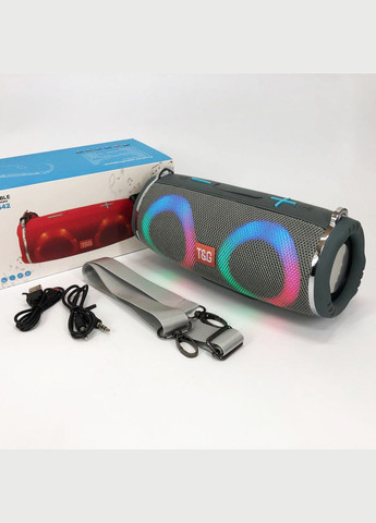Портативна колонка TG642 з RGB-підсвіткою і ремінцем, портативна колонка з Bluetooth. Колір: сірий T&G (359429540)