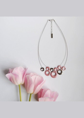 Двухслойное колье Шайбы розовое Sincera (339870045)