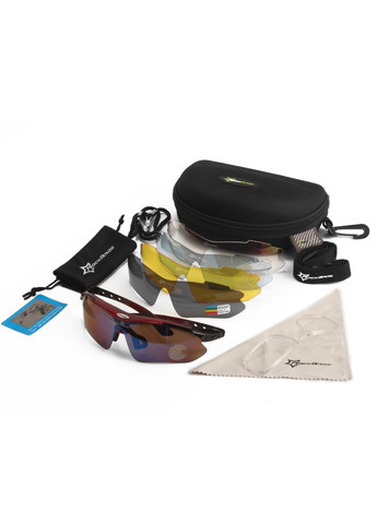 Захисні тактичні сонцезахисні окуляри з поляризацією- -5 комплектів лінз-Червоні Rockbros (278277785)