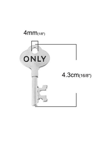 Подвеска Кулон ключ только для ONLY Античное серебро 43 мм x 21 мм Finding (316251475)