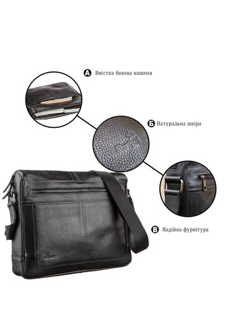 Деловая мужская сумка через плечо для документов из натуральной кожи черная (sku_11244) No Brand (330012885)