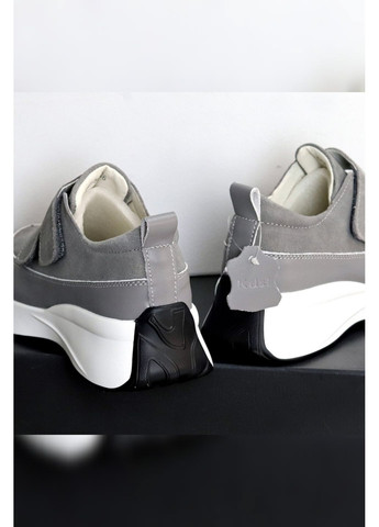 Жіночі графітові кросівки з натуральної замші та шкіри на липучках Jiulai-Kadisalun Кросівки графітові демісезони (358888080)