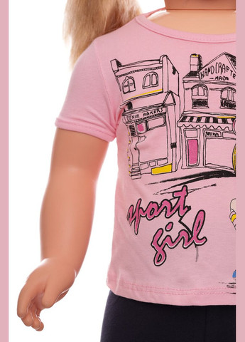 Розовый летний костюм летний для девочки трикотажный с девочкой розовый 98 см (32458) BABYKROHA