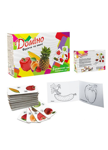 Настільна гра Доміно Фрукти та овочі для дітей від 3 років навчальна логічна гра картки 28 штук Strateg (368757574)