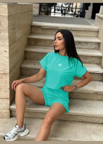 Трикотажный летний костюм шорты и футболка Fashion Girl (300775412)